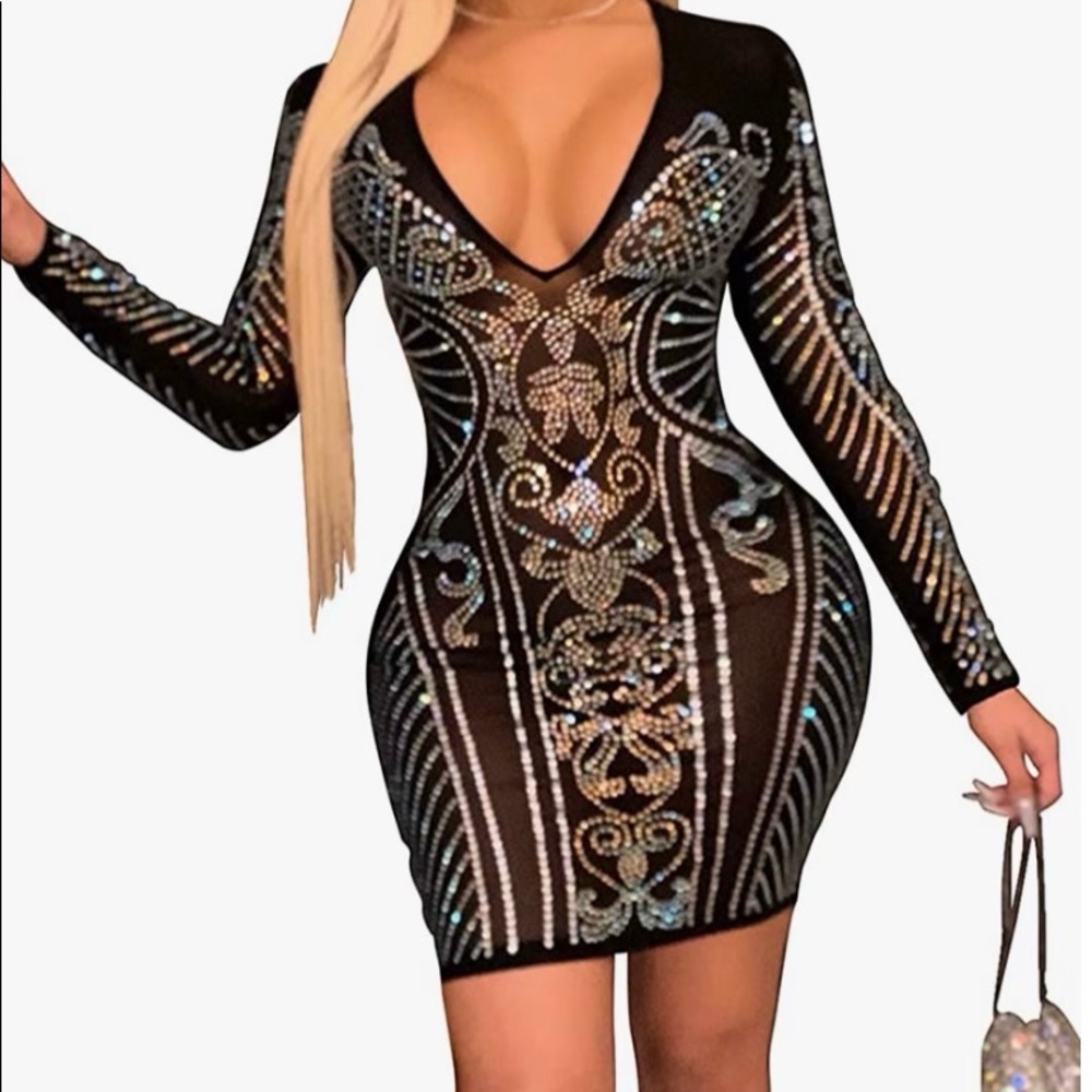 PORRCEY Women’s Hot Black Sequin Dress
